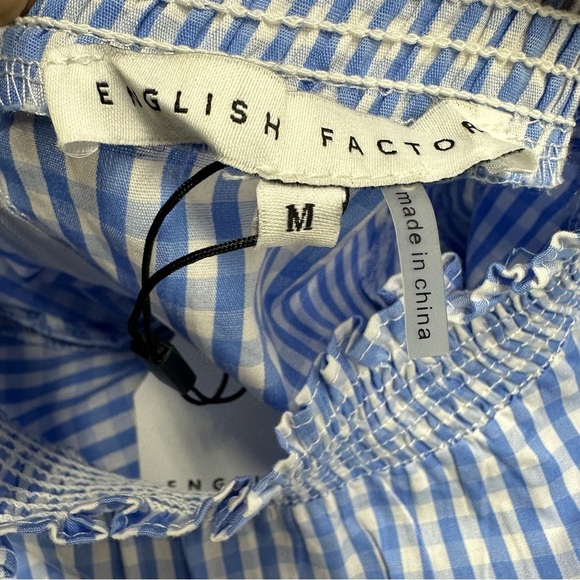 English Factory Blue Gingham Ruffle Blouse size M NWT - Picture 6 of 9